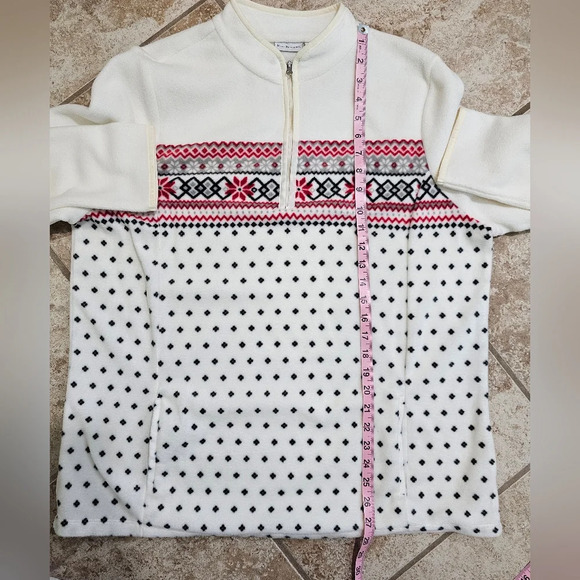 Kim Rogers XL White Fair Isle Diamond Print Fleece Pullover Winter Sweater Cozy - Picture 8 of 8